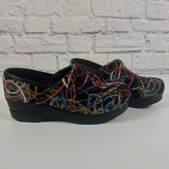 Dansko Scribble Yarn Felt Clogs Artsy Multicolor Slip On Chunky US Size 7.5 - Picture 2 of 8